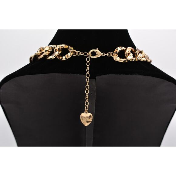 Betsey Johnson Crystal Leopard Necklace Chain Collar Gold Heavy Chunky BinAU - Picture 7 of 12